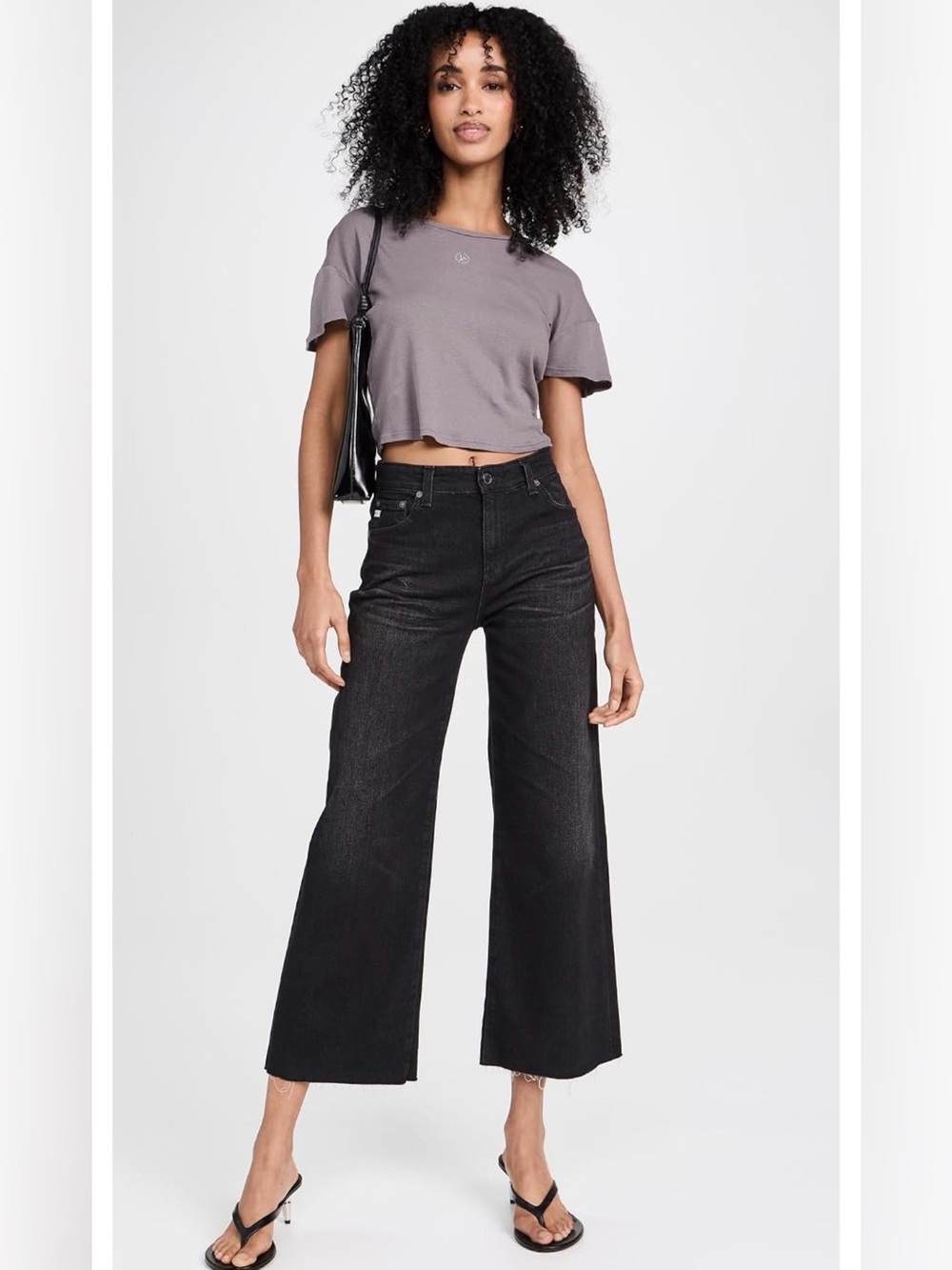 Adriano Goldschmeid Saige Wide Leg Raw Hem Crop Jeans in 6 Years Grandiose